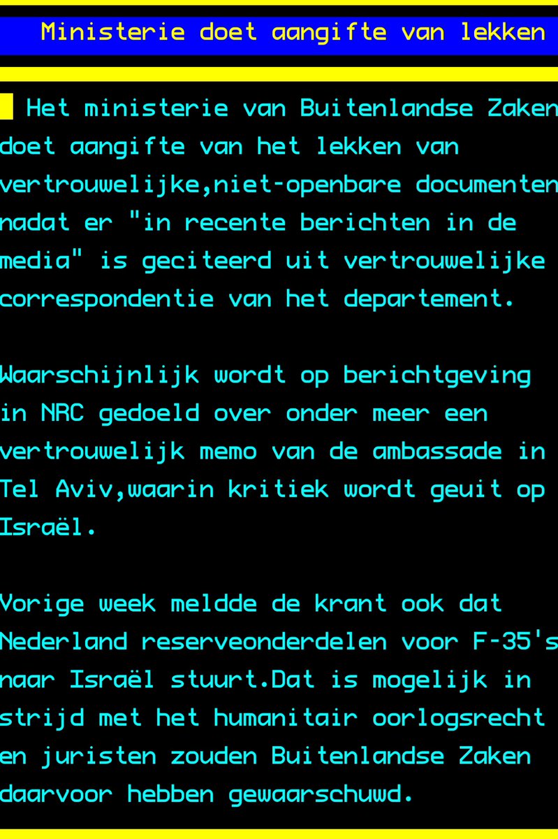 HenkToor's tweet photo. Snap dat kabinet dit liever onder de pet had willen houden. Maar goed dat we nu ervan op de hoogte zijn. #oorlogsrecht #Schenden. #Israël. https://t.co/BbZ2fMkFAo
