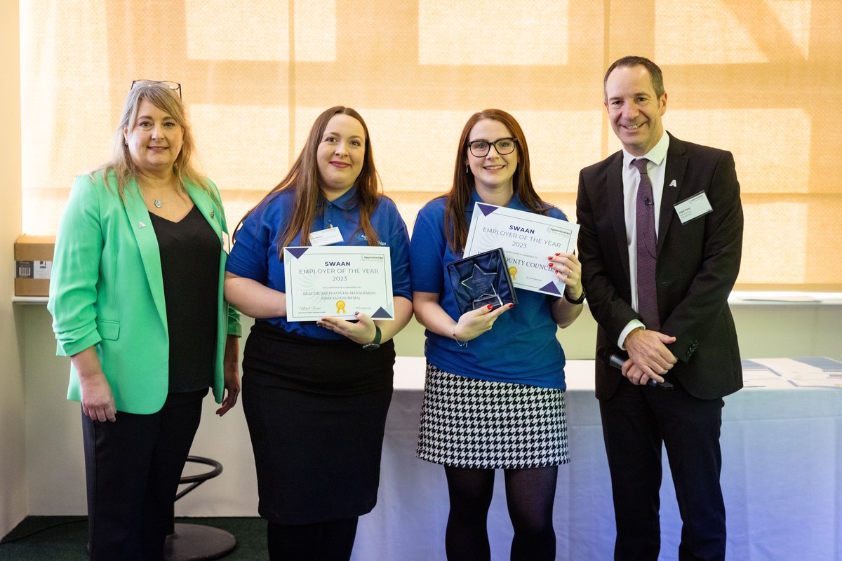 Congratulations to our SWAAN Apprentices of the Year and Employers of the Year at the 2023 SWAAN Conference! Well done to Namita, Meg, Amy, Alexia &amp; Anna, Devon County Council and the Healthcare Financial Management Association (HFMA).  

#SWAANCon2023 ⭐