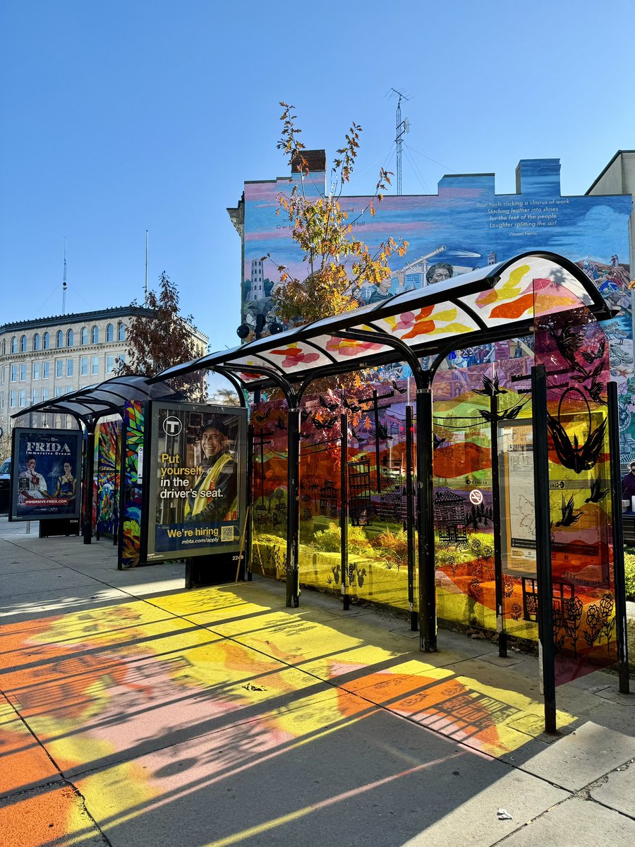 bosBRT's tweet photo. Celebrating “Art on the Move” in @LynnCityHall! To connect public art + transportation (and infrastructure) is to enhance the bus experience for riders and more vibrant, well-connected communities. @transitmatters https://t.co/jalQaB1A2f