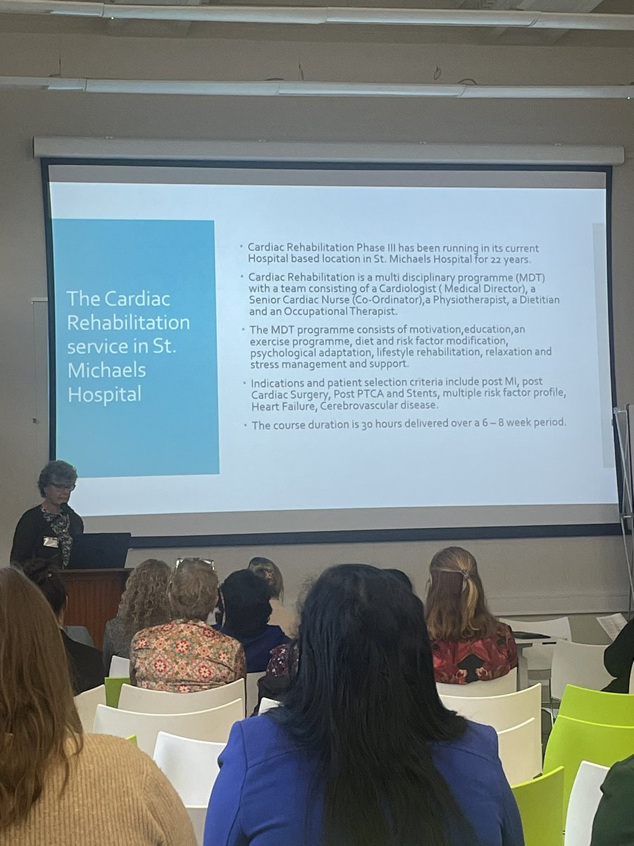 Final presenter of the day @IEHospitalGroup Nursing & Midwifery Symposium, Anne Vaughan, CNS Cardiac Rehabilitation, St Michael’s Hospital who presented “Supporting our Cardiac Rehabilitation Programme into the futur”@NmpdDskw