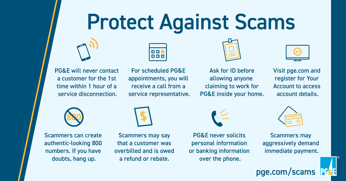 PGE4Me's tweet photo. An emerging #utilityscam is where scammers create fake payment pages on search engines like Google. If paying your utility bill online, confirm the web address matches your utility bill & setup secure bill payment options. https://t.co/hFpyHfyeKn #utilityscamawarenessday https://t.co/C9H11tTJFe