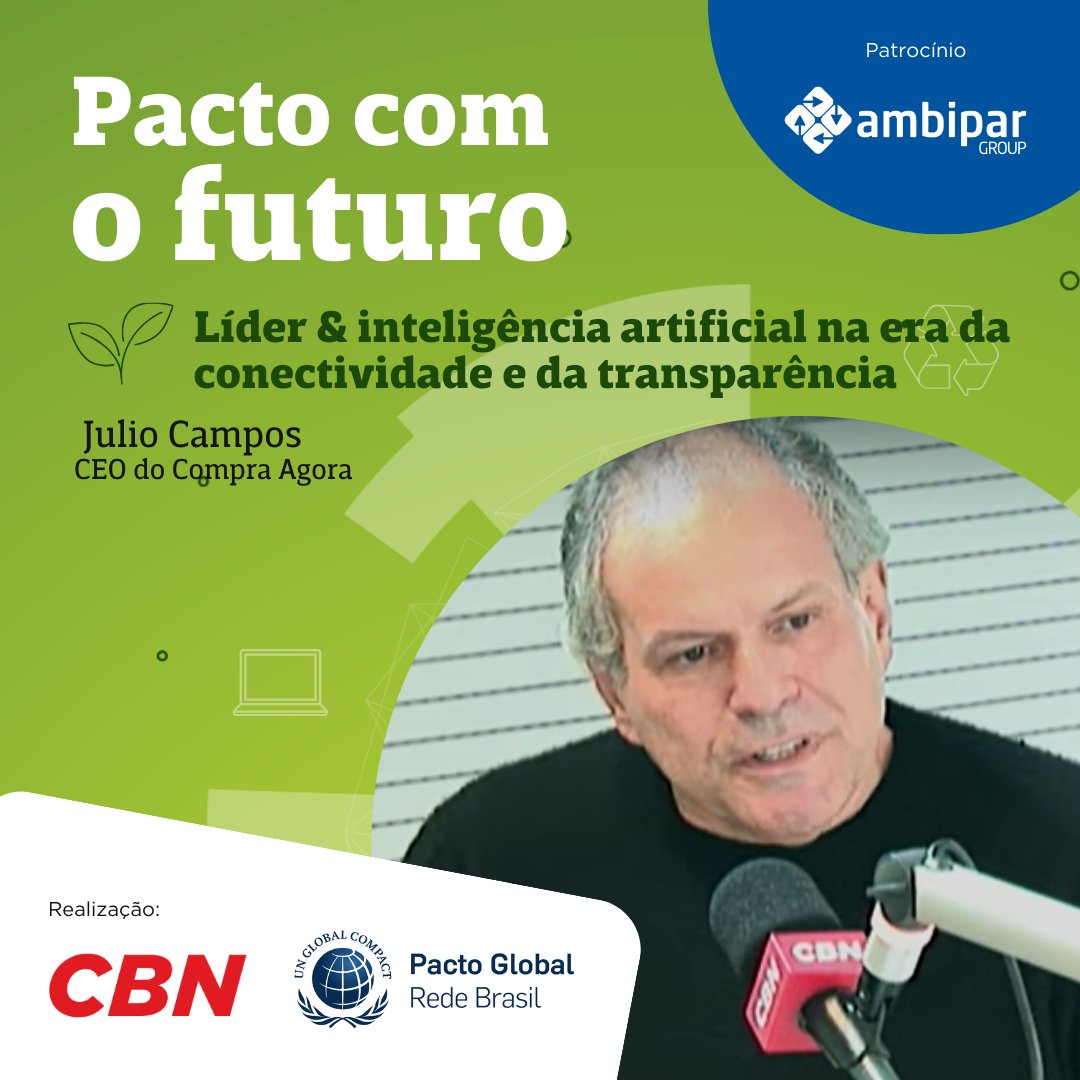 Mílton Jung e Carlo Pereira, CEO do Pacto Global, recebem Julio Campos, CEO do Compra Agora, para falar sobre o papel do líder nesse mundo em transformação tecnológica. Ouça:
youtube.com/watch?v=v5Sjeo…

#NoArNaCBN #PactoComOFuturo
