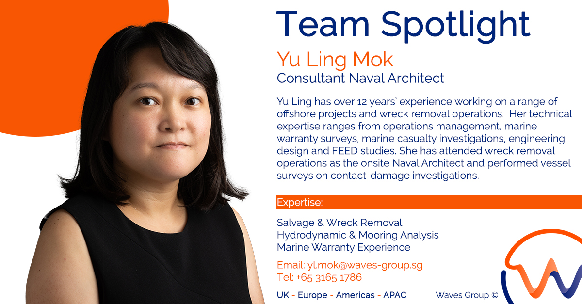 This week in the spotlight is our multi-talented Naval Architect Yu Ling Mok. Yu Ling has extensive experience in salvage and wreck removal, mooring analysis and wind farm installation. Visit Yu Ling’s profile to learn more about her – lnkd.in/ewX2kPUB