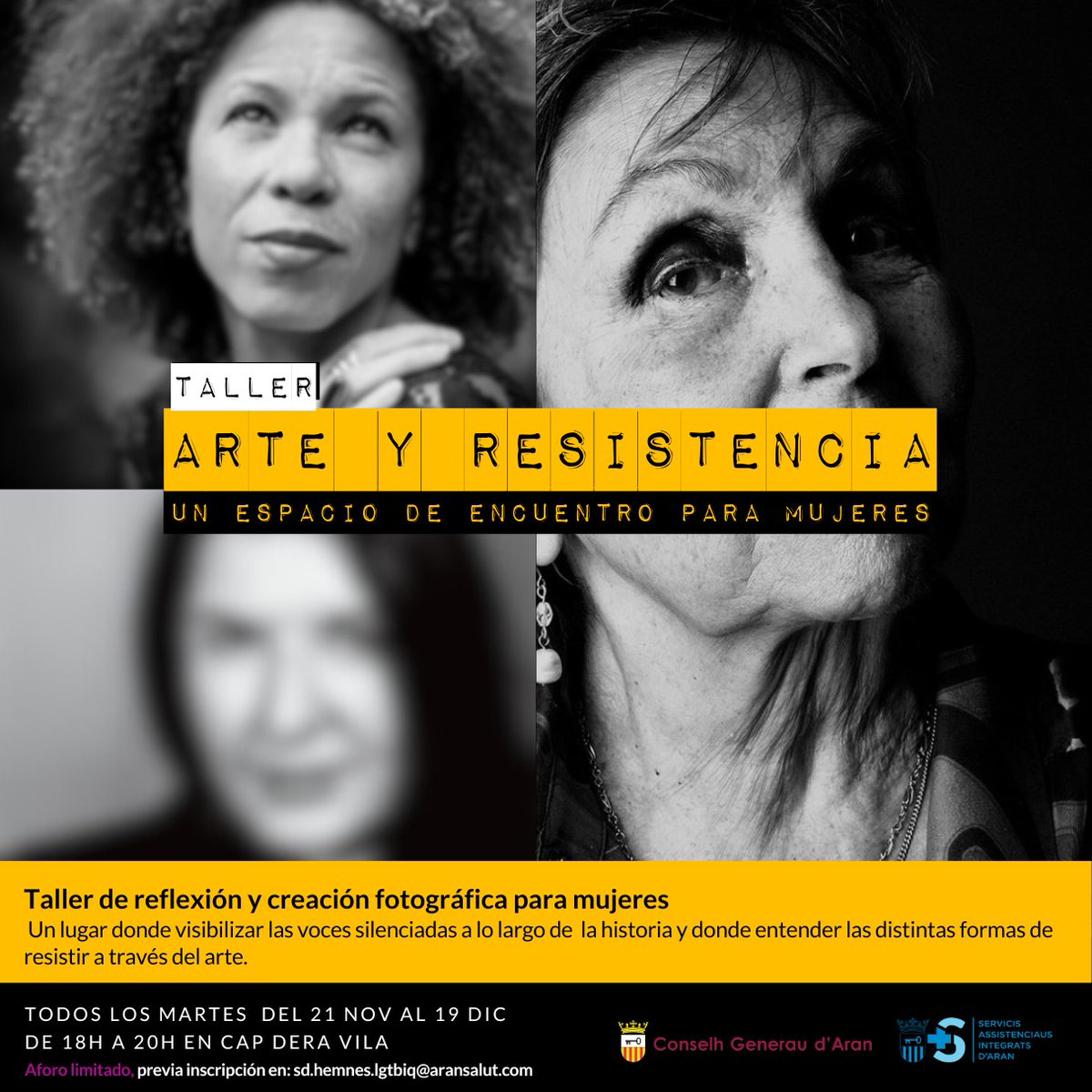 SerAssInAran's tweet photo. 🎨Art e Resisténcia: un espaci d'amassada entà hemnes, tà visibilitzar a hemnes artistes ath long dera istòria e explorar tècniques des dera nosta pròpia experiéncia. Toti es dimars deth 21 de noveme e eth 19 de deseme, de 18-20h
📋Inscripcions: sd.hemnes.lgtbiq@aransalut.com https://t.co/cHSjUfGH1f