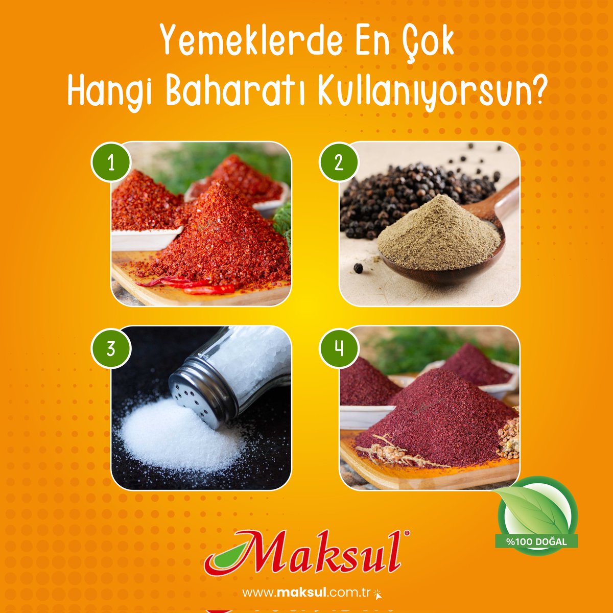 Mutfağınızın Gizli Kahramanı: Baharatın Büyüsü! 🌿✨
Yemeklerinize lezzet katmak, kokularını zenginleştirmek ve damak tadınıza unutulmaz bir tat bırakmak için hangi baharatı tercih ediyorsunuz?
 #LezzetSırları #BaharatınGücü #MutfaktaBaharatZamanı#BaharatAşkı#YemekTutkusu