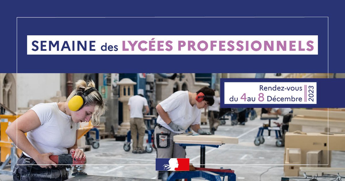 🗓️[SAVE THE DATE] La semaine des lycées professionnels revient du lundi 4 au vendredi 8 décembre 2023 !

📌  Le moment parfait pour découvrir les formations, diplômes et métiers auxquels les lycées professionnels préparent.

Plus d'informations très prochainement 👀