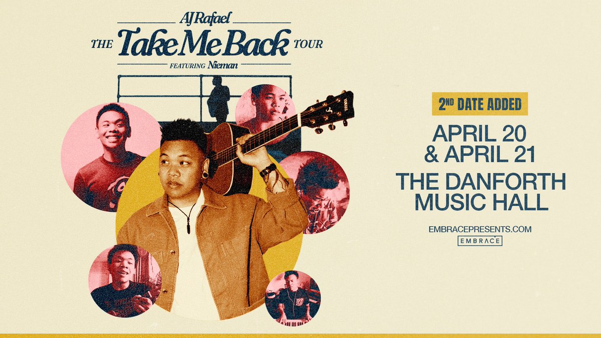 2ND DATE ADDED: With a sold-out show on April 20th, viral pop-rock sensation AJ Rafael has added a 2nd date to his stop in Toronto on April 21st at The Danforth! 
On Sale: Fri Nov 17th | 10am
RSVP: tinyurl.com/msjw6syr