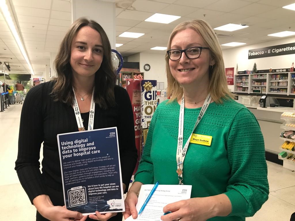 Lauren Pryor and Maya Guthrie from the Strategy and Partnerships Team were at Asda Sittingbourne yesterday to gather views on our Digital, Data and Technology Strategy. Have your say: medway.nhs.uk/.../views-soug… #healthcare #technology #bestofcare #bestofpeople #Medway #swale #nhs