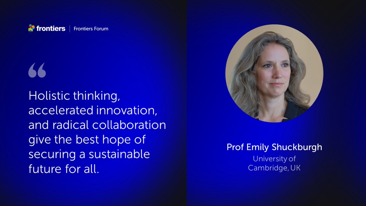 Prof @EmilyShuckburgh’s team is working to develop radical interdisciplinary collaboration between government, farming, conservation, and scientific communities to enable the whole systems analysis required to effect change. Full talk video available soon. #FrontiersForum