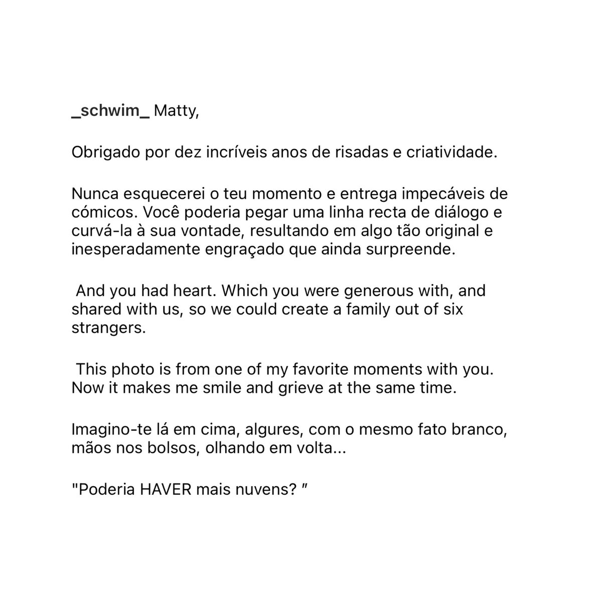 choquei's tweet photo. 🚨VEJA: David Schwimmer também prestou uma homenagem póstuma ao amigo Matthew Perry. https://t.co/136mTlEPz1