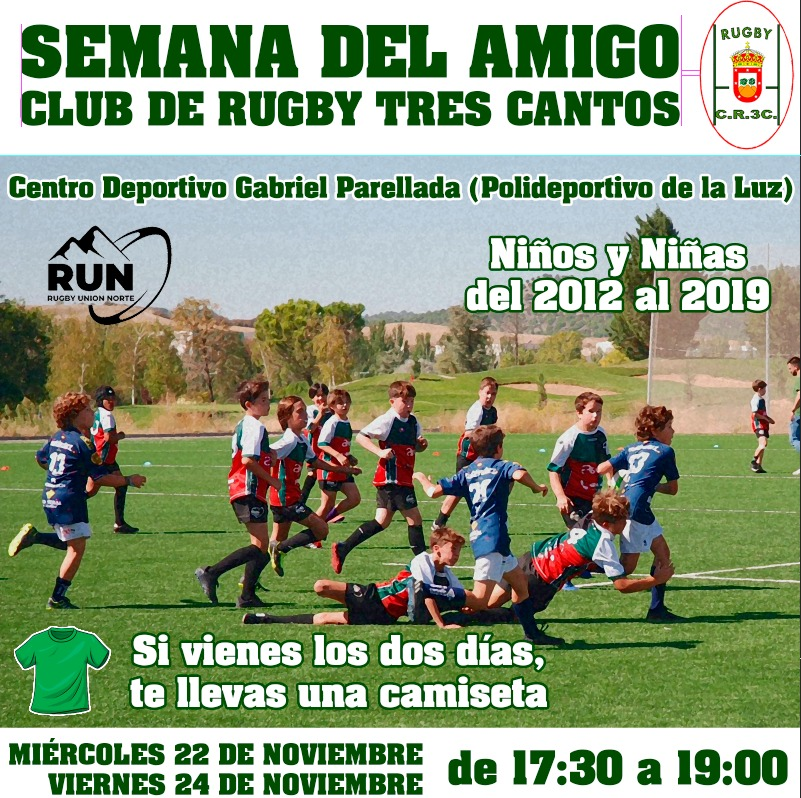 Rugby3C's tweet photo. La semana que viene celebramos la SEMANA DEL AMIGO.
Todo el que venga a entrenar Miércoles y Viernes, además de pasarlo genial, se lleva una Camiseta de regalo!!! https://t.co/PdZUHyFyXR