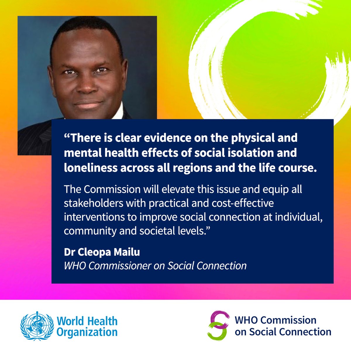 The #PowerOfConnection can improve the health&well-being of people of all ages. It can also foster economic progress, social development & innovation. H.E Amb. Cleopa Mailu is glad to be part of the new @WHO Commission on Social Connection that aims to address this issue globally