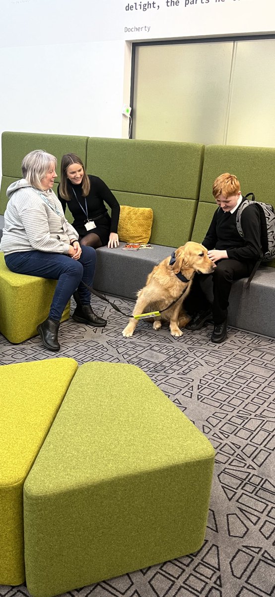 Our English department were delighted to welcome Bear and his owner Pamela to support with S1 literacy skills! 🐶