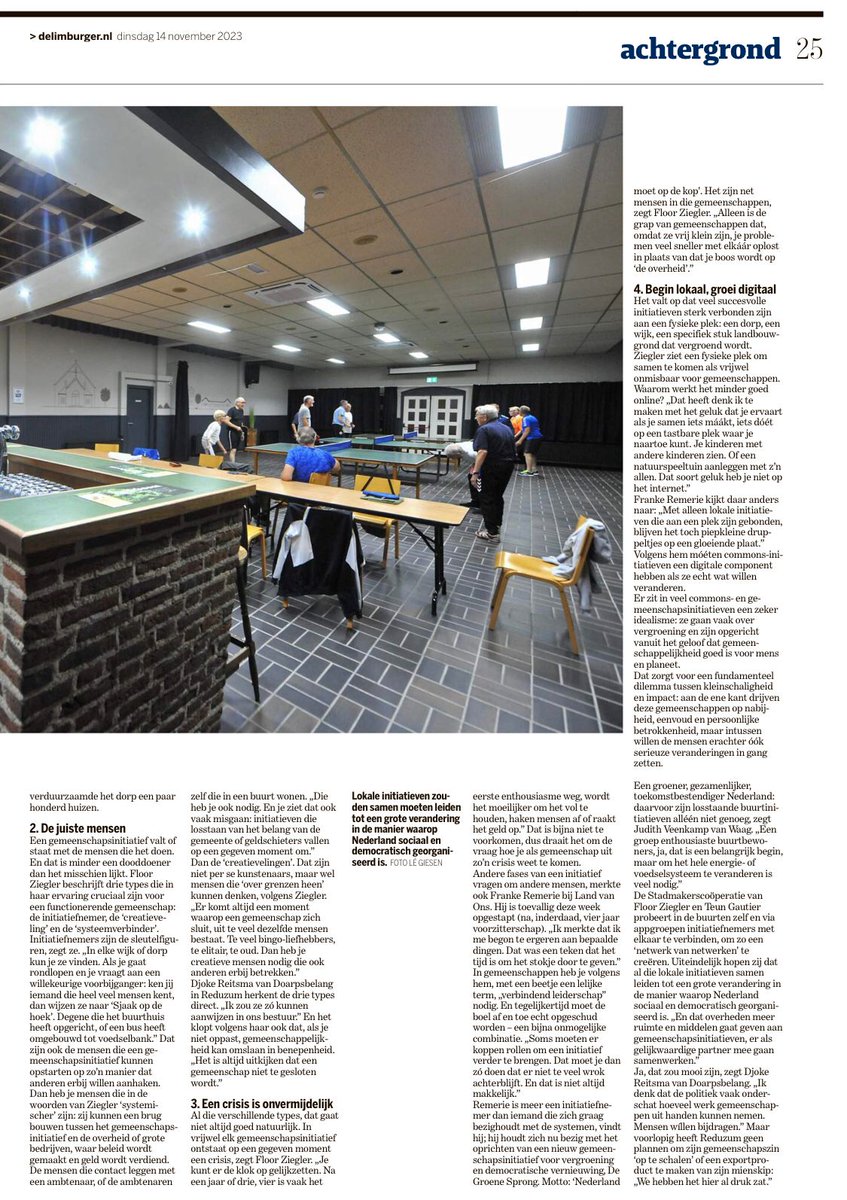 Een Wereld van Gemeenschappen op zijn Limburgs in de Limburger.