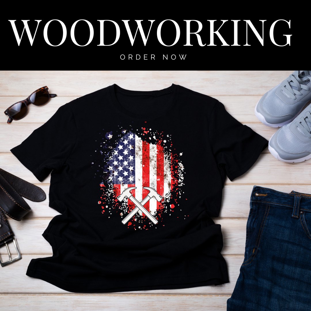 Vintage WoodWorking Carpenter American USA Flag funny T-Shirt
#woodworking