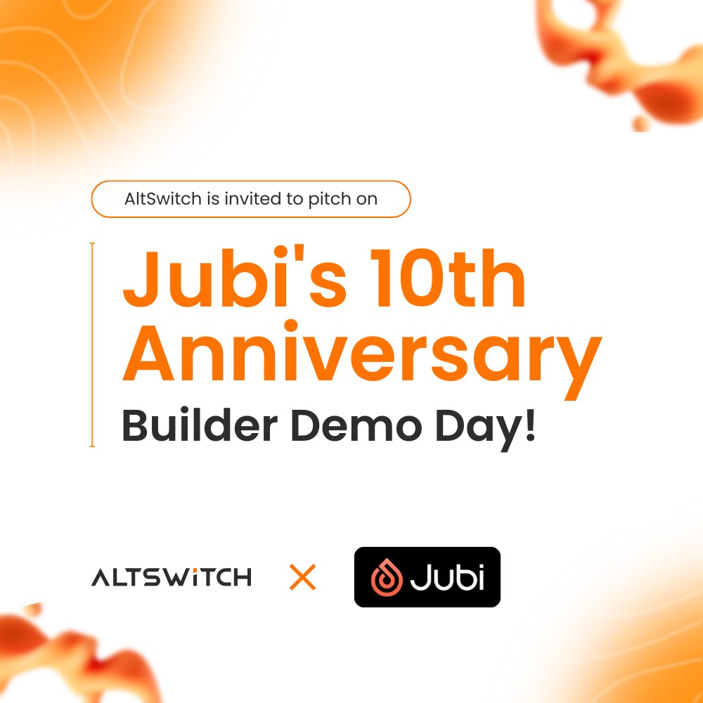 altswitchglobal's tweet photo. AltSwitch is invited to pitch on Jubi's 10th-anniversary - Builder Demo Day!
Preliminary round exhibition time is about to kick off on Nov. 17, 2023 9:40 - 18:20 (UTC+8)!
More details please stay tuned to https://t.co/QrztMul1mE.
#AltSwitch #DeKaha #JBEXCOM #Jubi https://t.co/Ie1jc7CE65