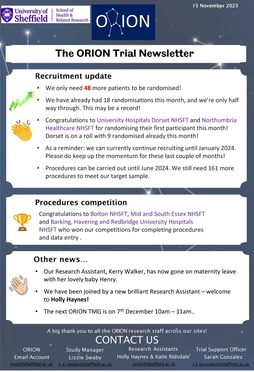 ORION_Trial's tweet image. ⬇️November Newsletter⬇️

#SurgeryTrials #RFA #TrialUpdate
@CTRU_Sheffield @Shef_Research