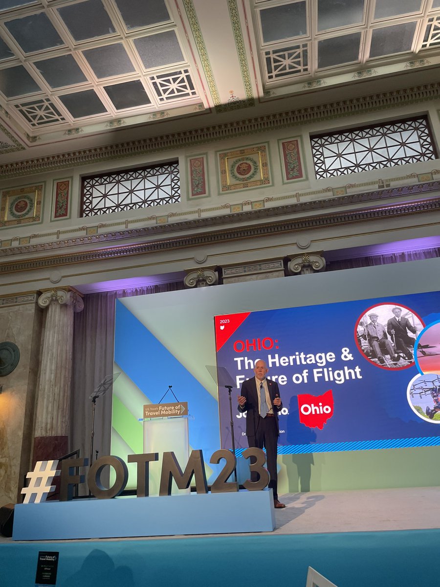 📍Currently at #FOTM23: Terry Slaybaugh (VP, Sites &amp; Infrastructure at JobsOhio) takes the stage to discuss air mobility and the future of flight across Ohio. ✈️ Thank you for sponsoring, <a href="/JobsOhio/">JobsOhio</a>!