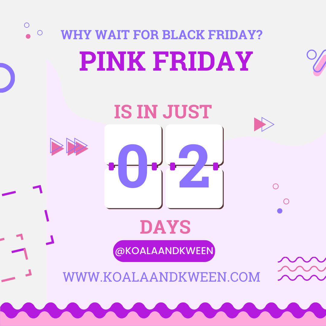 One day closer!  Make an impact and don't forget to #shopsmall this #pinkfriday
#holidayshopping #promo #deals #blackfriday
koalaandkween.com