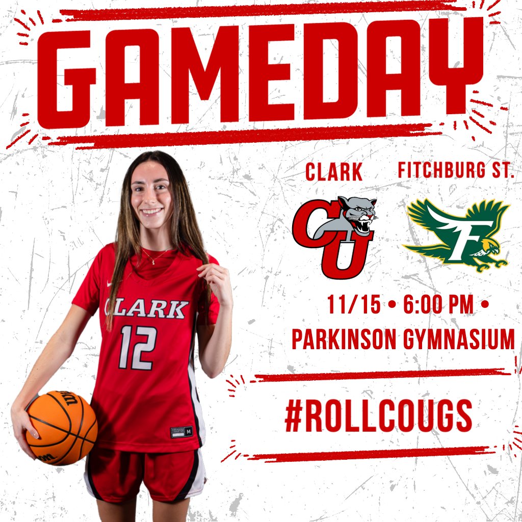 ClarkAthletics's tweet photo. It's GAMEDAY!! Women's basketball closes out a three-game road trip at Fitchburg State!

⏰ 6:00 p.m.
📍 Parkinson Gymnasium
📹 https://t.co/3GTqi7vAzj
📊 https://t.co/uOrMgK2wGT

#RollCougs https://t.co/NCmSI1SvBM