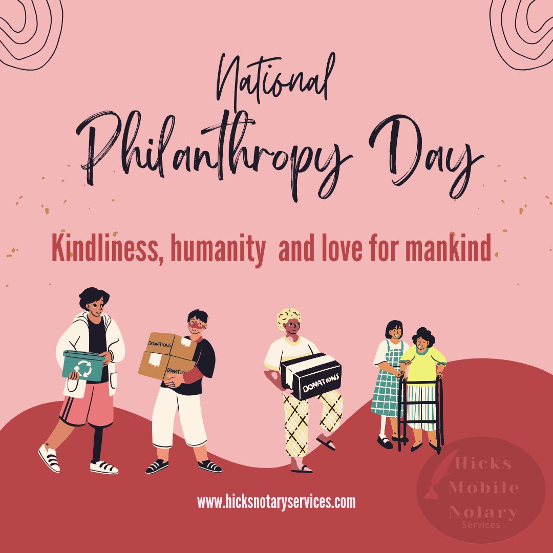 Celebrate National Philanthropy Day by supporting a cause that matters to you! As a notary, I am proud to be a part of a profession that helps make a difference in people's lives. 💪✍️ 

#NationalPhilanthropyDay #MakingADifference #NotaryLife