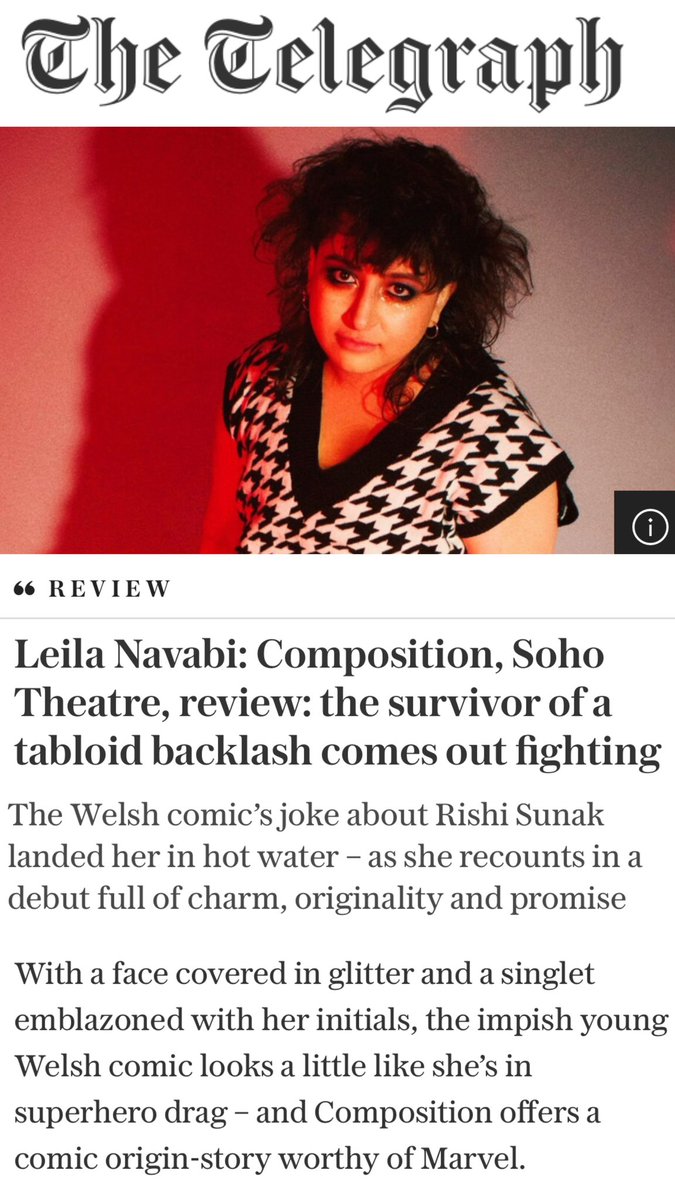 Come see if you agree 👀✨ sohotheatre.com/events/leila-n… @Show_And_Tell @sohotheatre @dawnsedgwickmgt