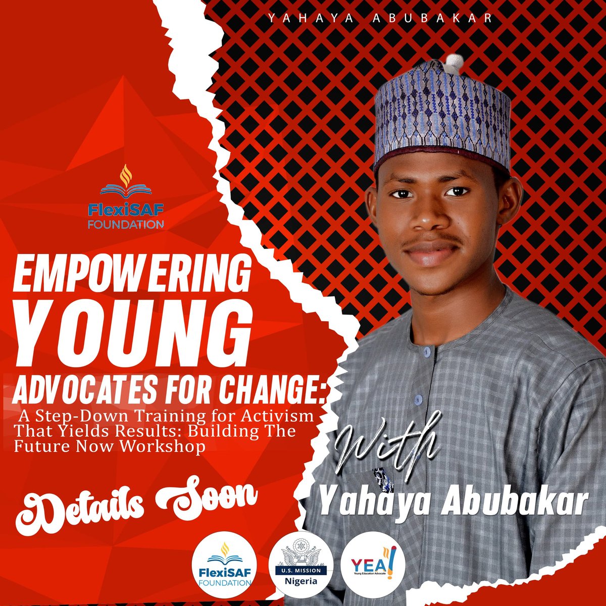 bukhar_yahya's tweet photo. It's time to give back to the society! It's time to uplift young advocates. Stay Tuned!!

@Flexisaf_fdn
@USinNigeria 
@StateDept

#AdvocateOfTheYear 
#StepDownTraining 
#WalkForEducation3.0
#ActivismThatYieldsResult
#ResultDrivenActivism
#YEA https://t.co/SE4OiSLWPr