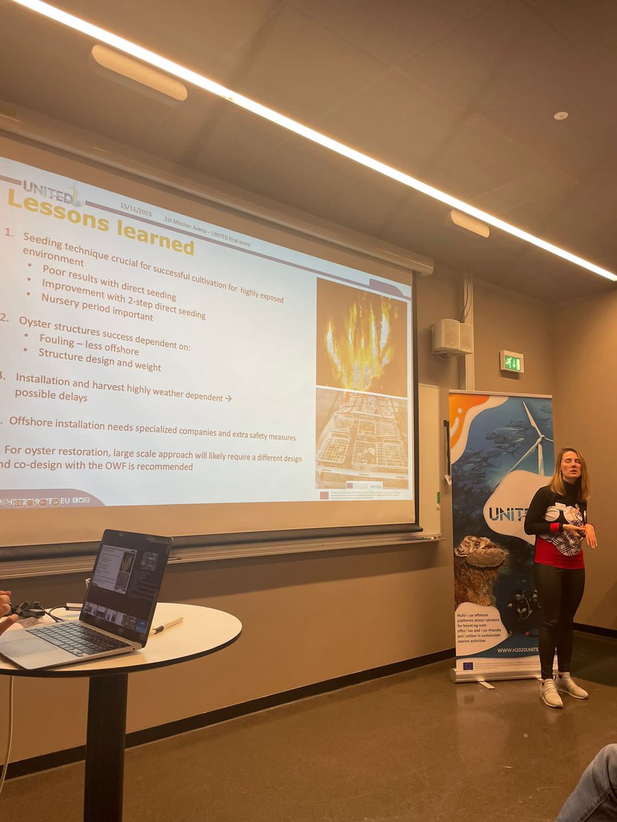 H2020United's tweet image. Sneak peek on the key conclusions from the #H2020UNITED #OceanMultiUse #technological Roadshow happening now 📍 #MissionArenaBANOS1 event
 
👉🏻Design the aquaculture technology together with the offshore wind developers to reduce the risks, and maximise the operational synergies!