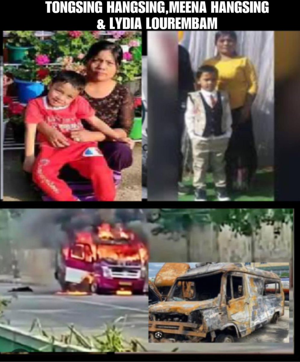 Khongsai_Mary_'s tweet photo. On June 4, 7-year-old Tonsing Hangshing, his mother a Meitei women and aunt, were on their way to RIMS hospital in an ambulance. A mob led by Meira Paibis blocked the vehicle and set fire to it, killing all three.
#StopSelectiveJustice
#UnionTerritory4Kuki_Zo
#MeiteiAtrocities https://t.co/VsQQdxmi6g