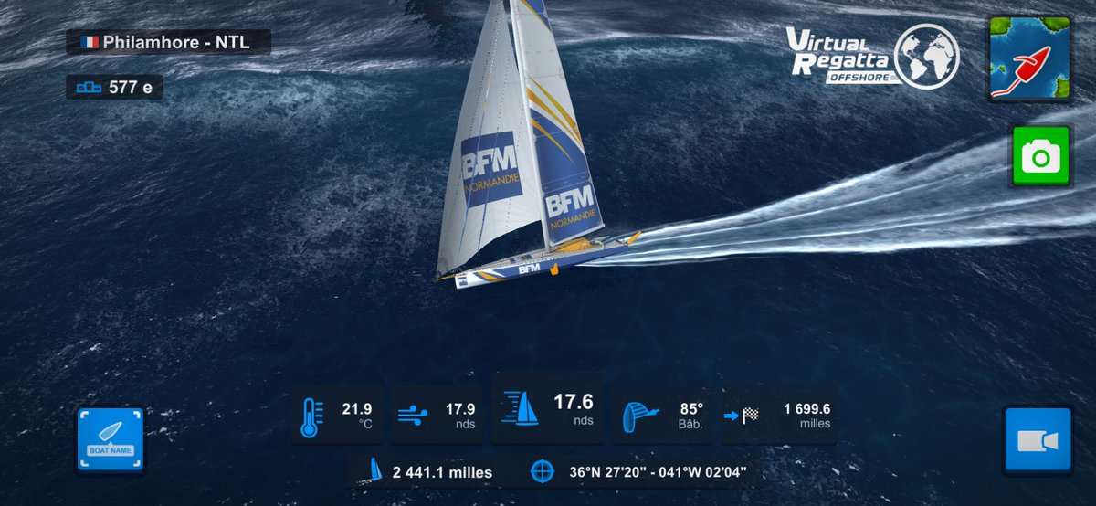 Toujours bien positionné Philamhore en <a href="/ImocaGS/">IMOCAGlobeSeries</a> avec les voiles de <a href="/BFM_Normandie/">BFM Normandie</a> et <a href="/BFMTV_Inside/">BFMTV INSIDE</a> sur la @TransatJV <a href="/VirtualRegatta/">Virtual Regatta</a> 💨⛵️🤩

#TransatJacquesVabre #RouteDuCafe #Class40 #VirtualRegatta #VirtualRegattaOffShore #VROffShore #Imoca