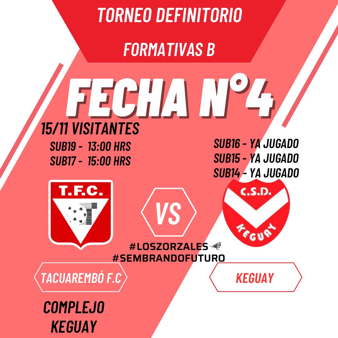 𝓒𝓸𝓷𝓽𝓲𝓷𝓾𝓪𝓶𝓸𝓼 𝓵𝓪 4ª

Continuamos con la 4ª Fecha en donde hoy se completa tras ser suspendida por inclemencias del tiempo el día 04/11.

#LosZorzales
#SembrandoFuturo🌱