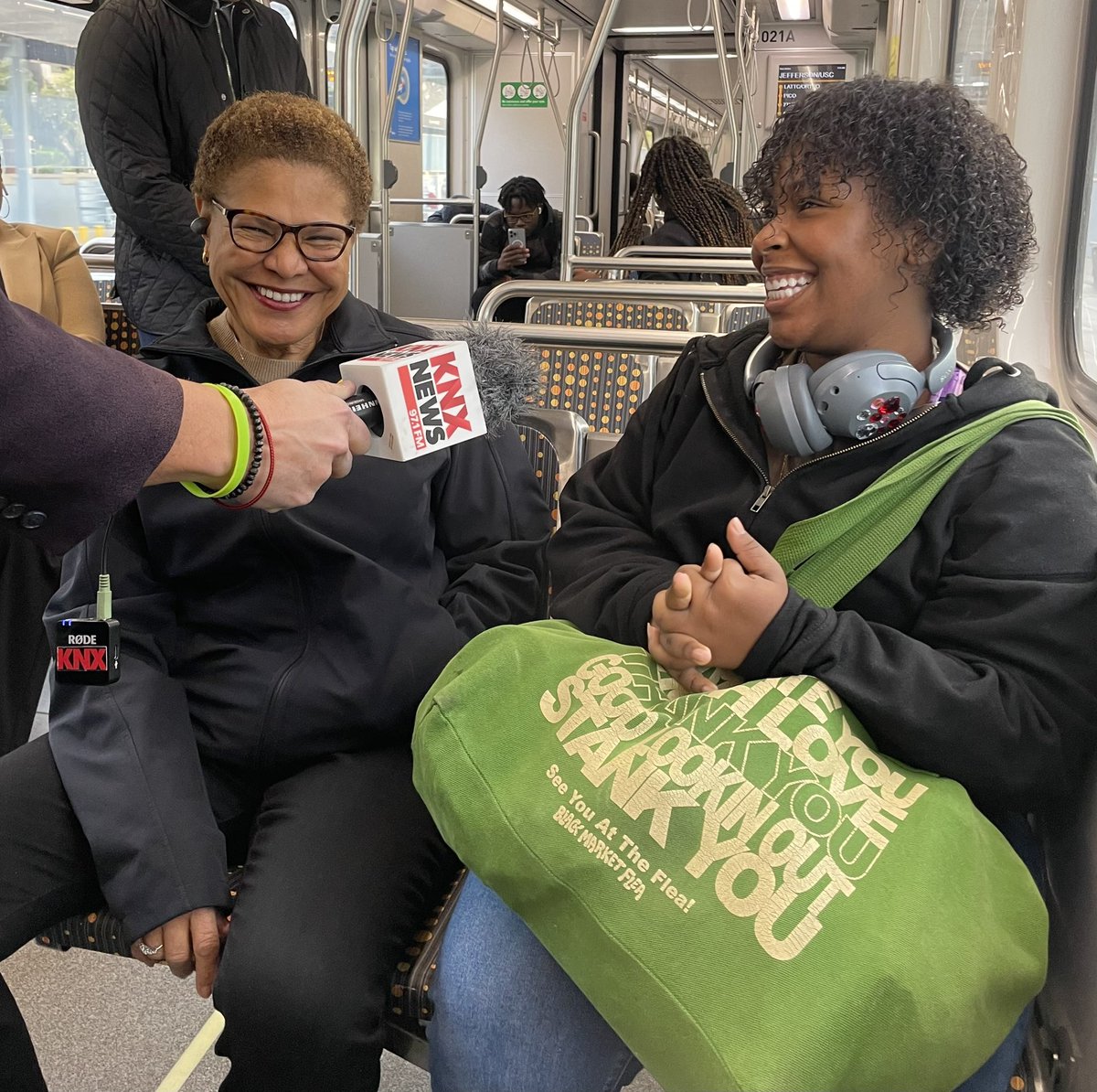 Karen Bass (@karenbassla) on Twitter photo Taking <a href="/metrolosangeles/">Metro Los Angeles</a> to work today to beat the traffic in downtown!
We’ve taken action to make trains faster and have added more busses to routes. Ridership is up 10% over the past two days — this is an opportunity for L.A. to lean into public transportation!
Join us! Taking <a href="/metrolosangeles/">Metro Los Angeles</a> to work today to beat the traffic in downtown!
We’ve taken action to make trains faster and have added more busses to routes. Ridership is up 10% over the past two days — this is an opportunity for L.A. to lean into public transportation!
Join us!