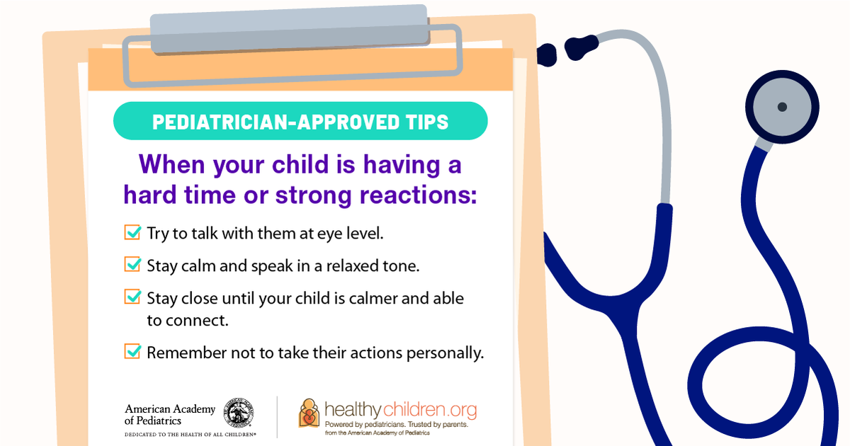 Check out these pediatrician-approved tips that can help if your child is having a hard time and strong reactions. Talk with your child's pediatrician for more parenting tips on helping your child cope after trauma. healthychildren.org/English/health…