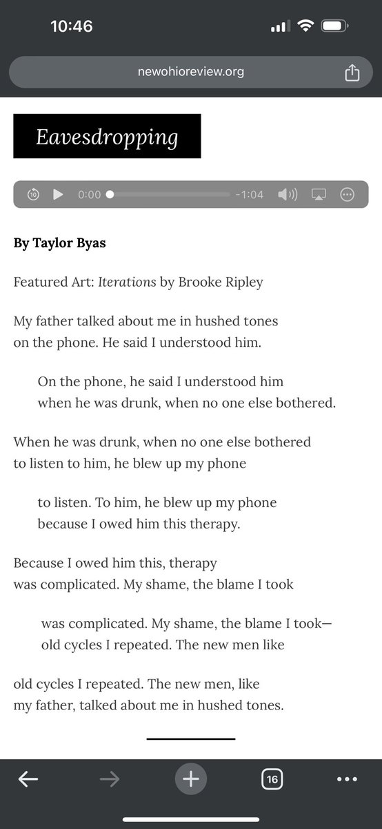 Feels like it’s been forever since I’ve had a new poem drop. Here’s a new duplex in @NewOhioReview that explores how our relationships with our parents continue to shape later relationships.