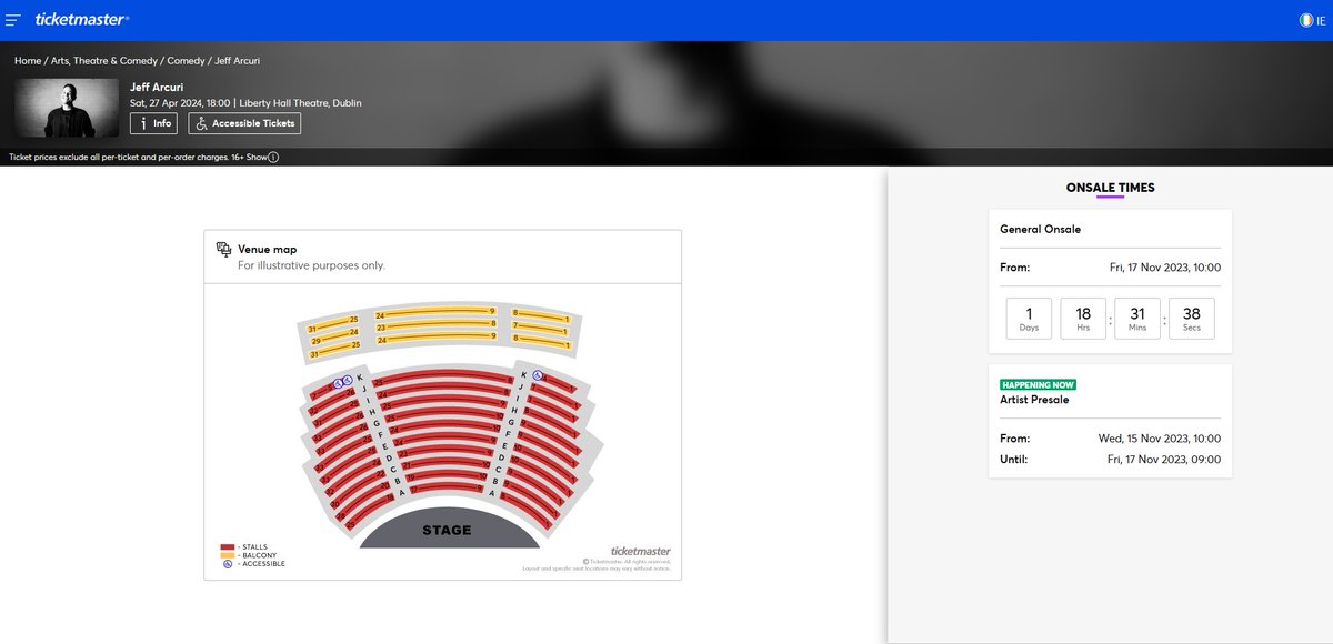 scruffieballs's tweet photo. @TMIrelandHelp Whats the story here folks? I have a presale code but there is no option to use it to get into the presale. Exact same thing happened with Garth Marenghi at the same venue. https://t.co/gIfVS7QpBg