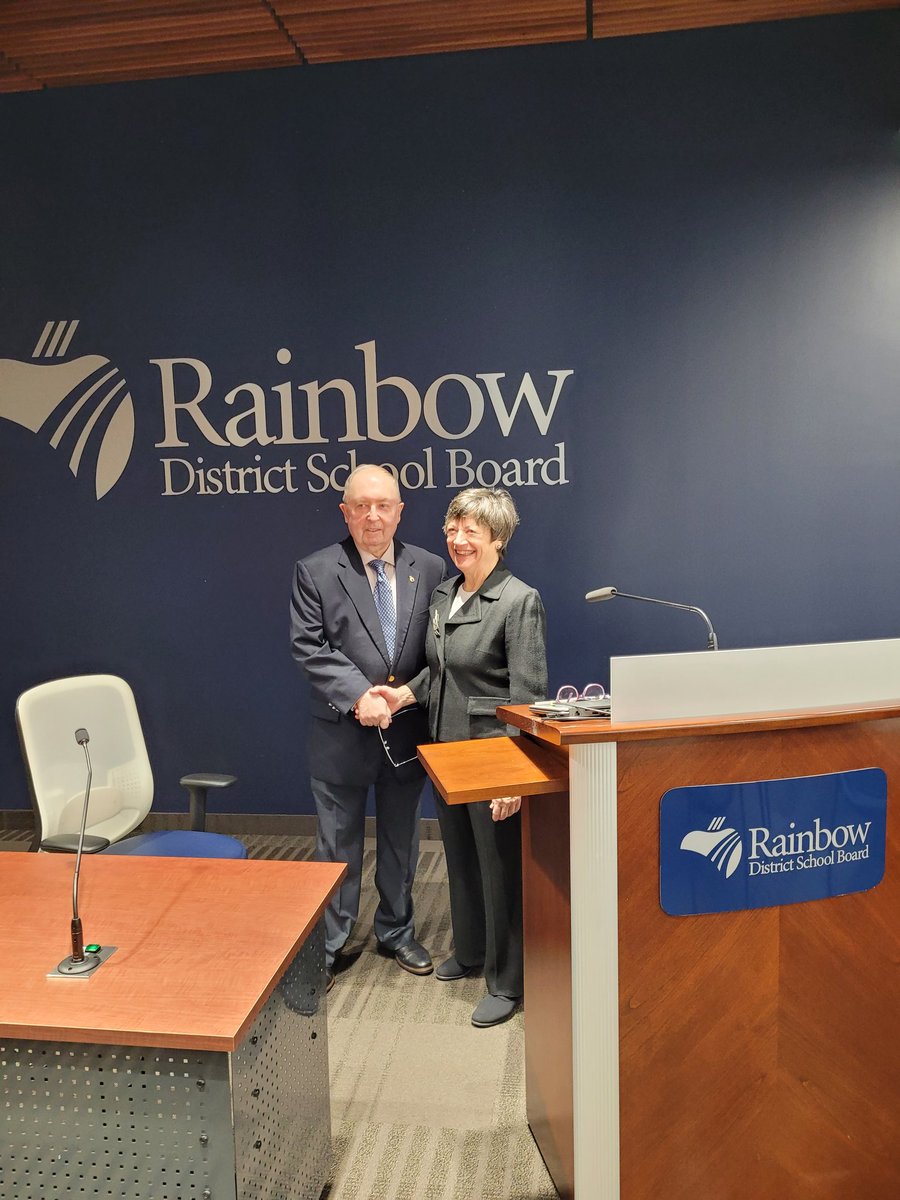 On Monday I had the honour of attending the "Swearing In Ceremony" of our newest trustee  Alex McCauley.  I look forward to working closely with Alex as trustee colleagues within the Rainbow District School Board. Welcome Alex!