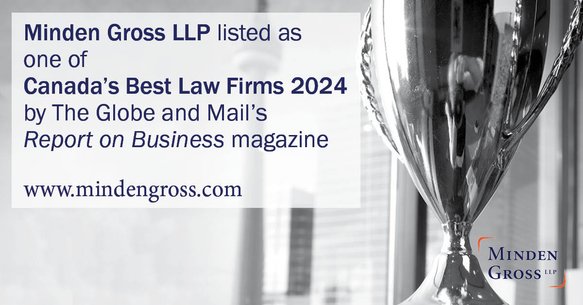Minden Gross LLP (@mindengross) on Twitter photo Minden Gross LLP is proud to be recognized by The Globe and Mail’s Report on Business magazine as one of Canada’s Best Law Firms 2024 with a distinction in Real Estate. Congratulations to all the firms!
Learn more – tinyurl.com/6cbeb27n
#RealEstateLaw #RealEstate <a href="/globeandmail/">The Globe and Mail</a> Minden Gross LLP is proud to be recognized by The Globe and Mail’s Report on Business magazine as one of Canada’s Best Law Firms 2024 with a distinction in Real Estate. Congratulations to all the firms!
Learn more – tinyurl.com/6cbeb27n
#RealEstateLaw #RealEstate <a href="/globeandmail/">The Globe and Mail</a>