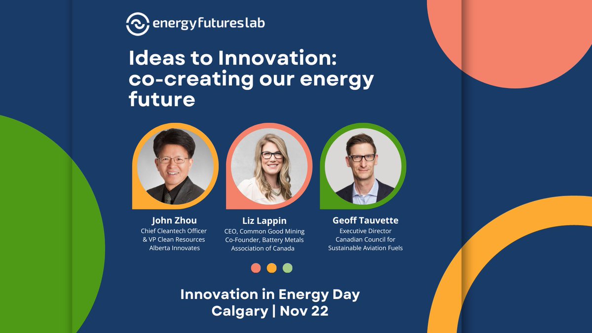 Looking for a chance to connect with the Energy Futures Lab? Join us Nov 22 for Innovation in Energy Day as part of Innovation Week YYC. Meet the people behind the projects at Ideas to Innovation: Co-Creating our Energy Future. Register: bit.ly/EFLinnovation #innovationweekyyc