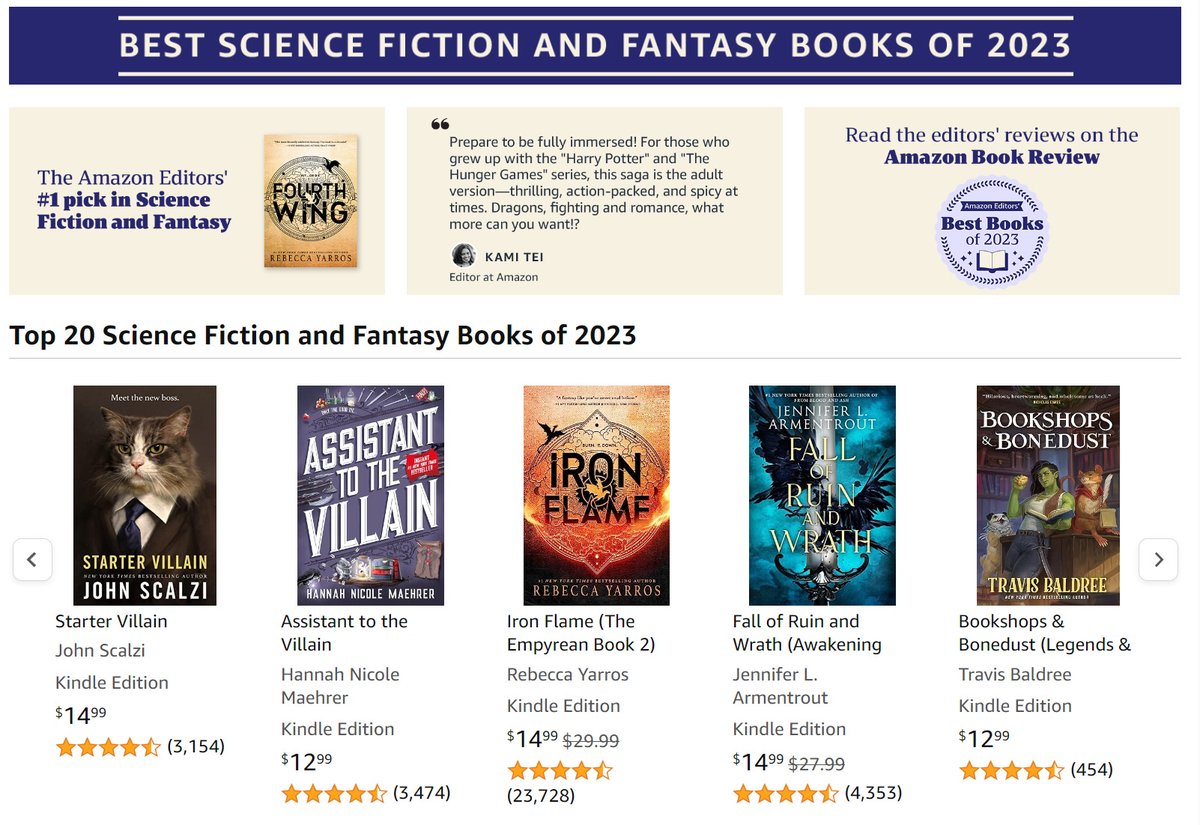 Happy hat Starter Villain is one of Amazon's Top 20 Science Fiction and Fantasy Books of 2023! I accept this on behalf of middle-management cats everywhere. To see which other novels made the cut, follow the link, and congrats to all the other authors! amazon.com/b/ref=s9_bw_cg…