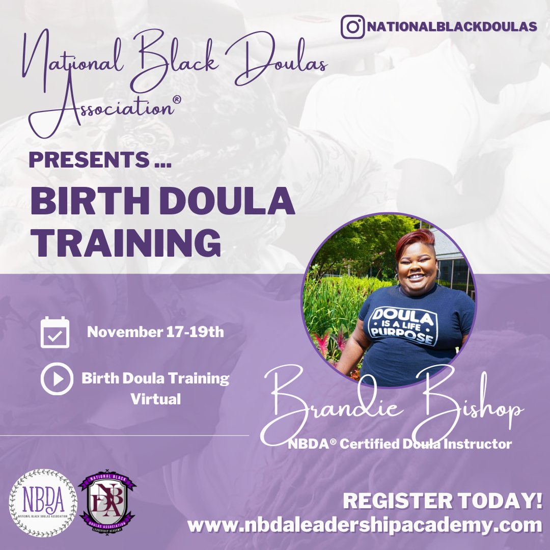 🌟 Ready to empower new moms and support their journey into motherhood? ⁣

👉🏾 Join us for our Birth Doula Training (Virtual) on November 17-19, 2023! This life-changing experience will equip you to provide vital emotional, physical, and educational support to new mothers durin