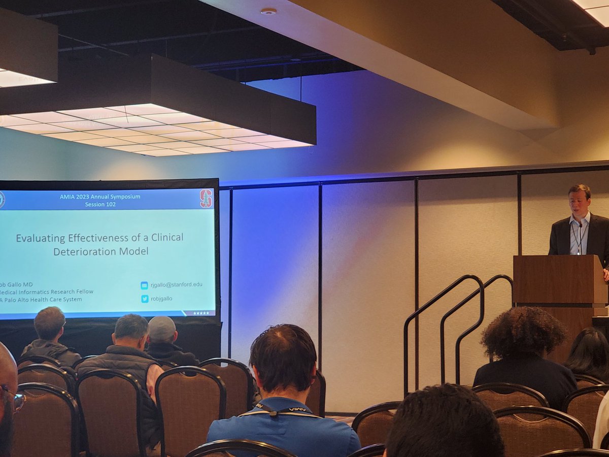@robjgallo using regression discontinuity causal Inference methods to determine whether Epic deterioration models actually improved patient outcomes. #AMIA2023