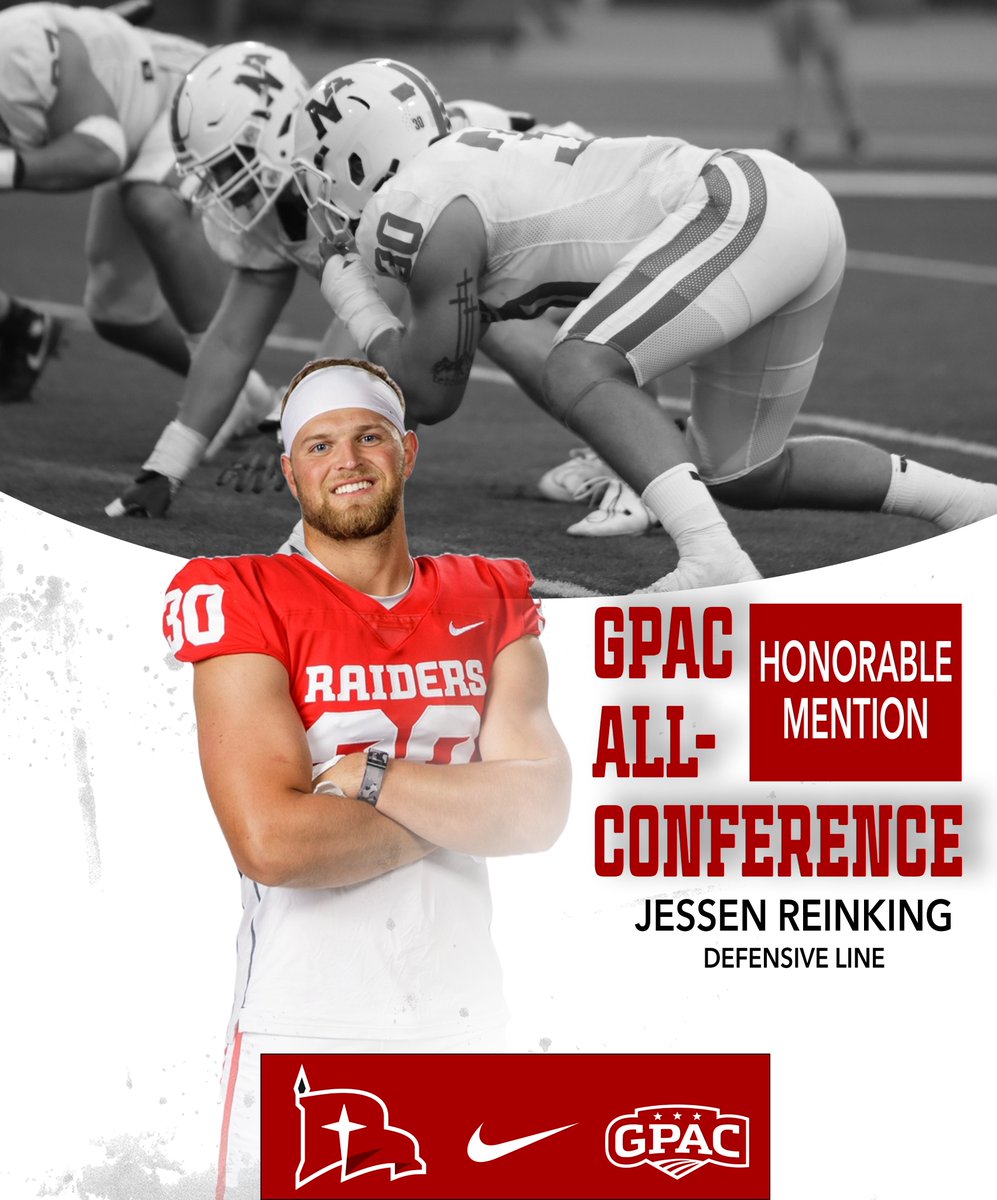 nwcraiders's tweet photo. 𝙃𝙊𝙉𝙊𝙍𝘼𝘽𝙇𝙀 𝙈𝙀𝙉𝙏𝙄𝙊𝙉 𝘼𝙇𝙇-𝘾𝙊𝙉𝙁𝙀𝙍𝙀𝙉𝘾𝙀 ‼️🏈

🏈 𝙋𝙚𝙮𝙩𝙤𝙣 𝘾𝙖𝙧𝙧𝙤𝙡𝙡
🏈 𝙆𝙤𝙡𝙚 𝙏𝙚𝙡𝙛𝙤𝙧𝙙
🏈 𝙅𝙚𝙨𝙨𝙚𝙣 𝙍𝙚𝙞𝙣𝙠𝙞𝙣𝙜
🏈 𝘽𝙚𝙣 𝙆𝙞𝙣𝙜𝙚𝙧𝙮

#RaidersStandOut | @nwc_fb | @GPACSports https://t.co/fqA36HBJgY