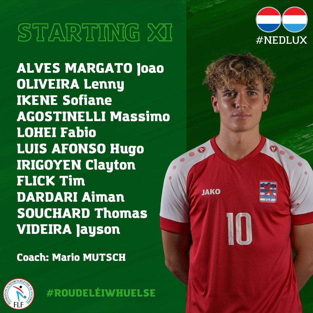 flf_lu's tweet photo. TEAM NEWS📋🔴🦁

#RoudeLéiwHuelSe #U19Léiwen #NEDLUX https://t.co/eO3v6qI0im