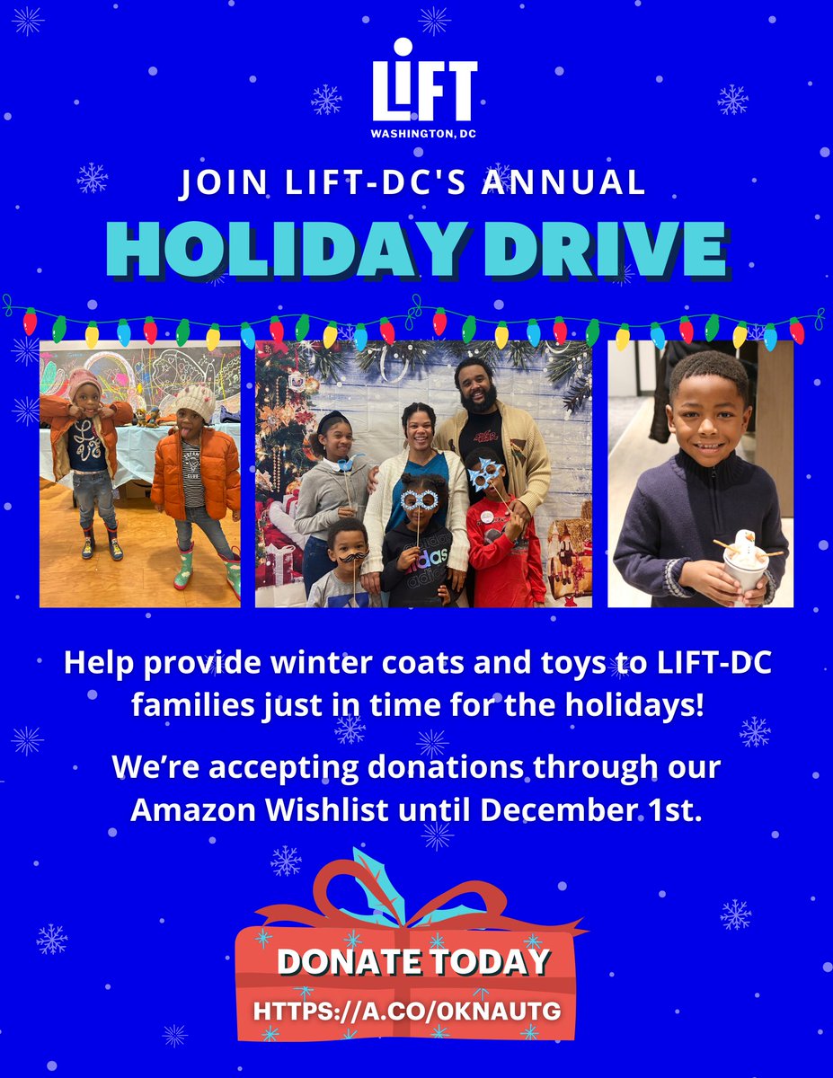 Join Us in Making a Difference this Winter Season! Support #LIFTDC's Holiday Fundraiser! LINK TO Amazon WISHLIST: amzn.to/3ugRDbj