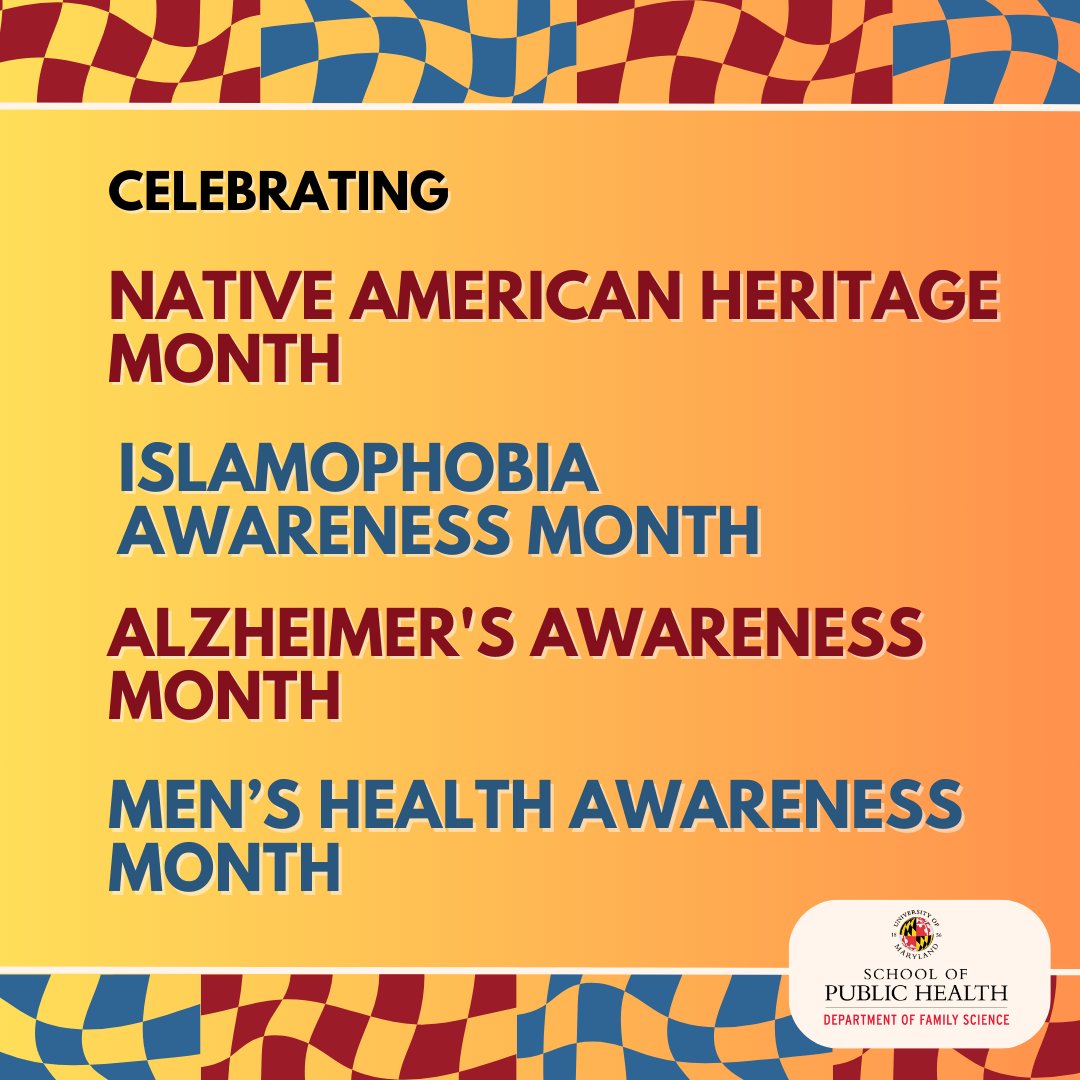 November is here which calls for celebration and awareness! Join us in honoring Native American Heritage, standing against divisiveness for Islamophobia Awareness, and uniting for Alzheimer's and Men's Health Awareness. Let's champion these causes together. Take care Terps💙🐢
