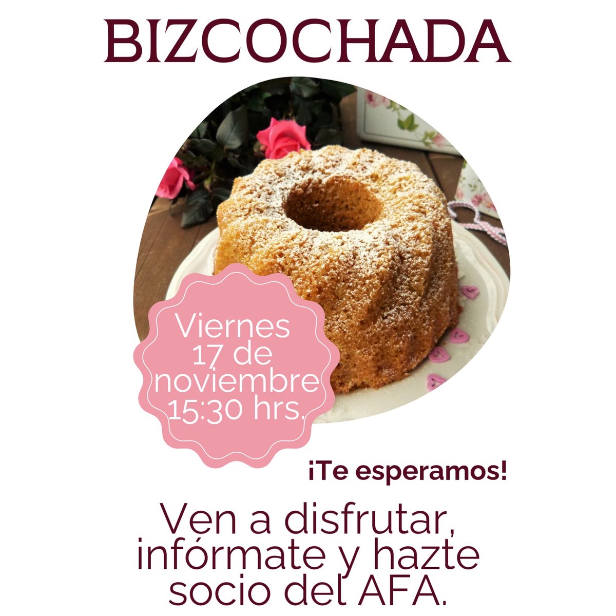 AFAlosangeles's tweet photo. Este VIERNES 17 de noviembre tenemos BIZCOCHADA en la escuela. Nos juntaremos a partir de las 15.30 en la entrada para merendar y compartir un rato agradable. https://t.co/Wg2O43QHlA