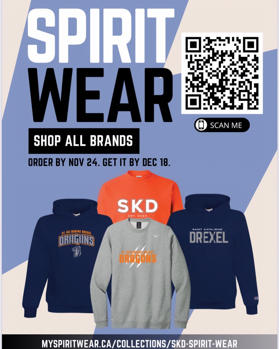 The SKD SPIRIT WEAR virtual store is officially OPEN UNTIL NOVEMBER 24th. All orders placed before the deadline will be received by December 18th making this the perfect Christmas gift idea! Happy shopping, Dragons! ⁦<a href="/dbruni_/">dan bruni</a>⁩ ⁦<a href="/DanielleSavo/">Danielle Savo</a>⁩