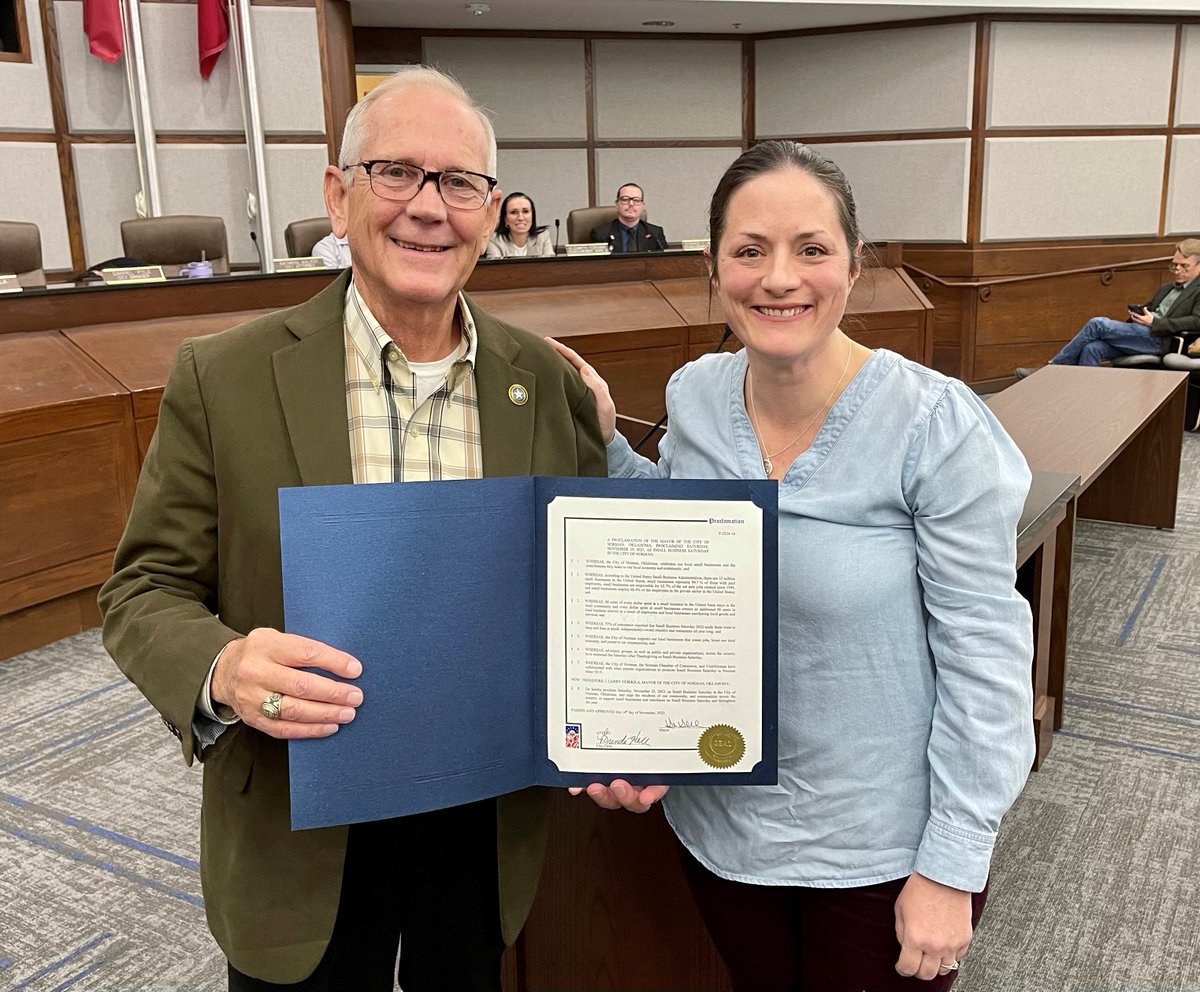 cityofnormanok's tweet image. Norman celebrates Small Business Saturday on November 25th! A proclamation has been issued to raise awareness for this special event! LEARN MORE or sign up as a participating business: normanok.gov/news/norman-ce… #CoN #NormanOk