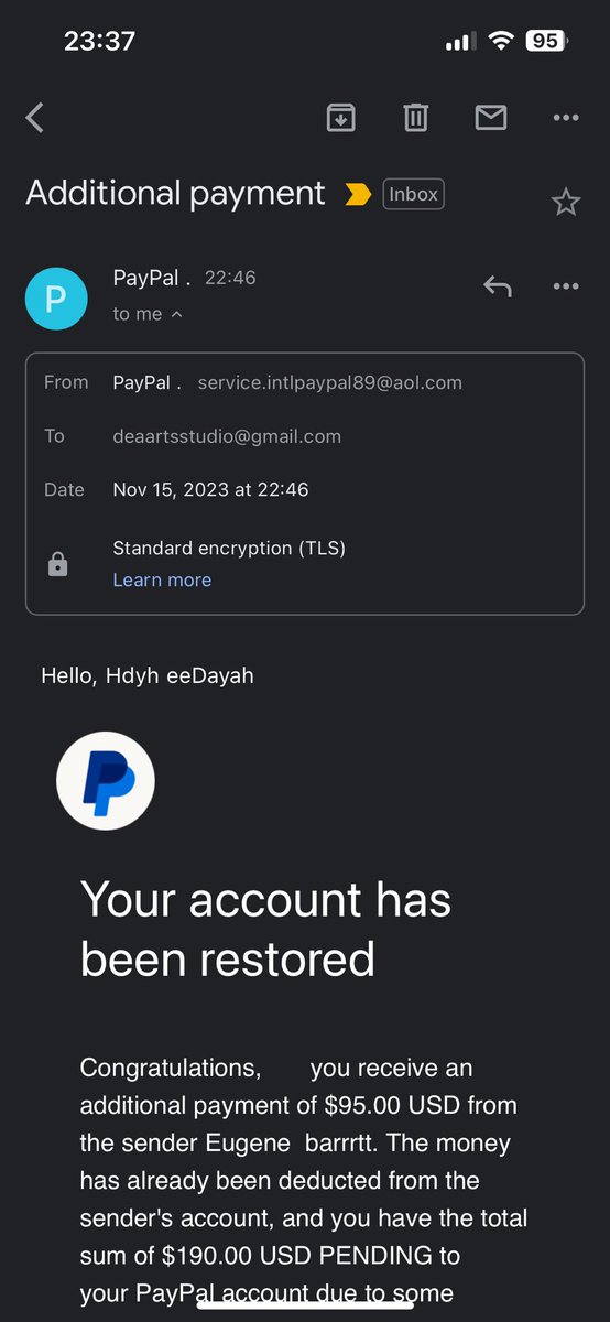 deaarts_'s tweet photo. Is this type of a scam? #helpme #scammer even the email are not official from @PayPal , i never received this kind of email from Paypal and now they ask me to do a refund even I didn’t receive the money! 😅 https://t.co/xBk0r5GtoE