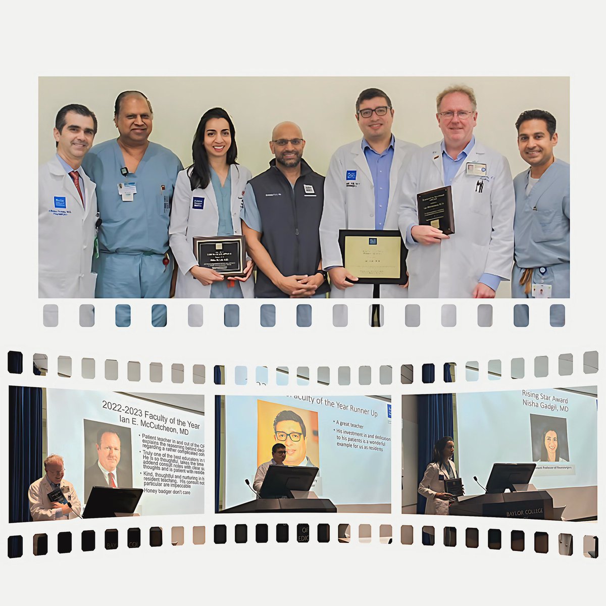 Teaching is an art. Our residency program thrives because of the great teachers we have. Good seeing mentors, colleagues and friends recognized this morning. @AliJalaliMDPhD @NishaGadgilMD @BCMNeurosurgery @DoctorGRao
